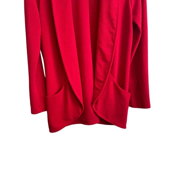 Chicos Women Cardigan M Red Open Front Stretch Jacket Career Office Travel Event - Picture 9 of 12
